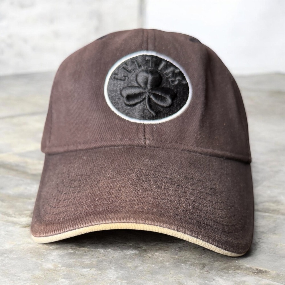 NBA Elevation Boston Celtics Brown Baseball Cap Hat Shamrock Embroidered Mens
